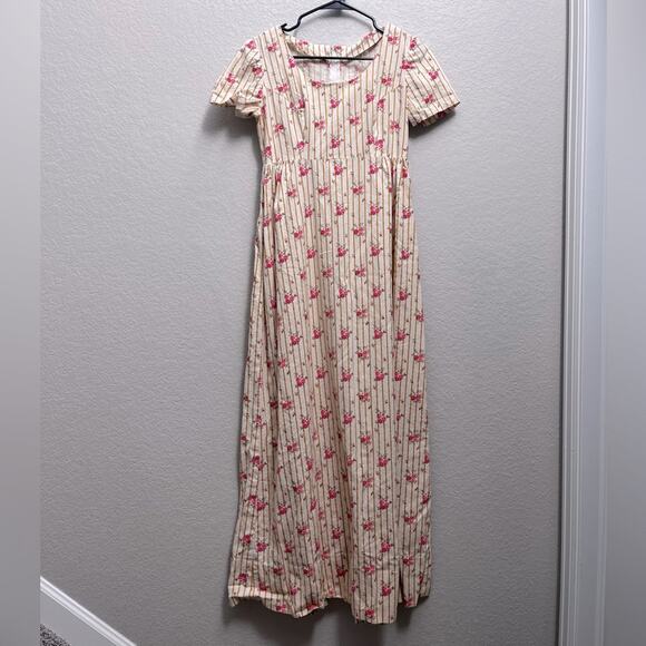 handmade Dresses & Skirts - Vintage Cream Microfloral Cottagecore Rose Dress Handmade Size S